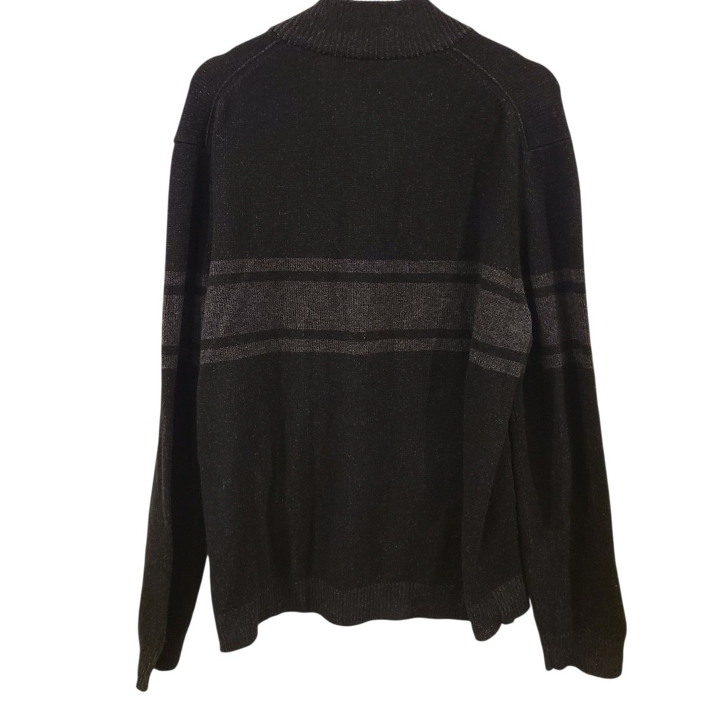Vince Black and Grey‎ Stripe Wool Cashmere Blend Quarter Zip Up Sweater Mens XL - Picture 2 of 8